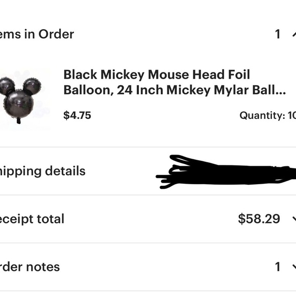 Mickey Mouse Black Foil Balloon 24 inch count of 10 NEW - Picture 2 of 2